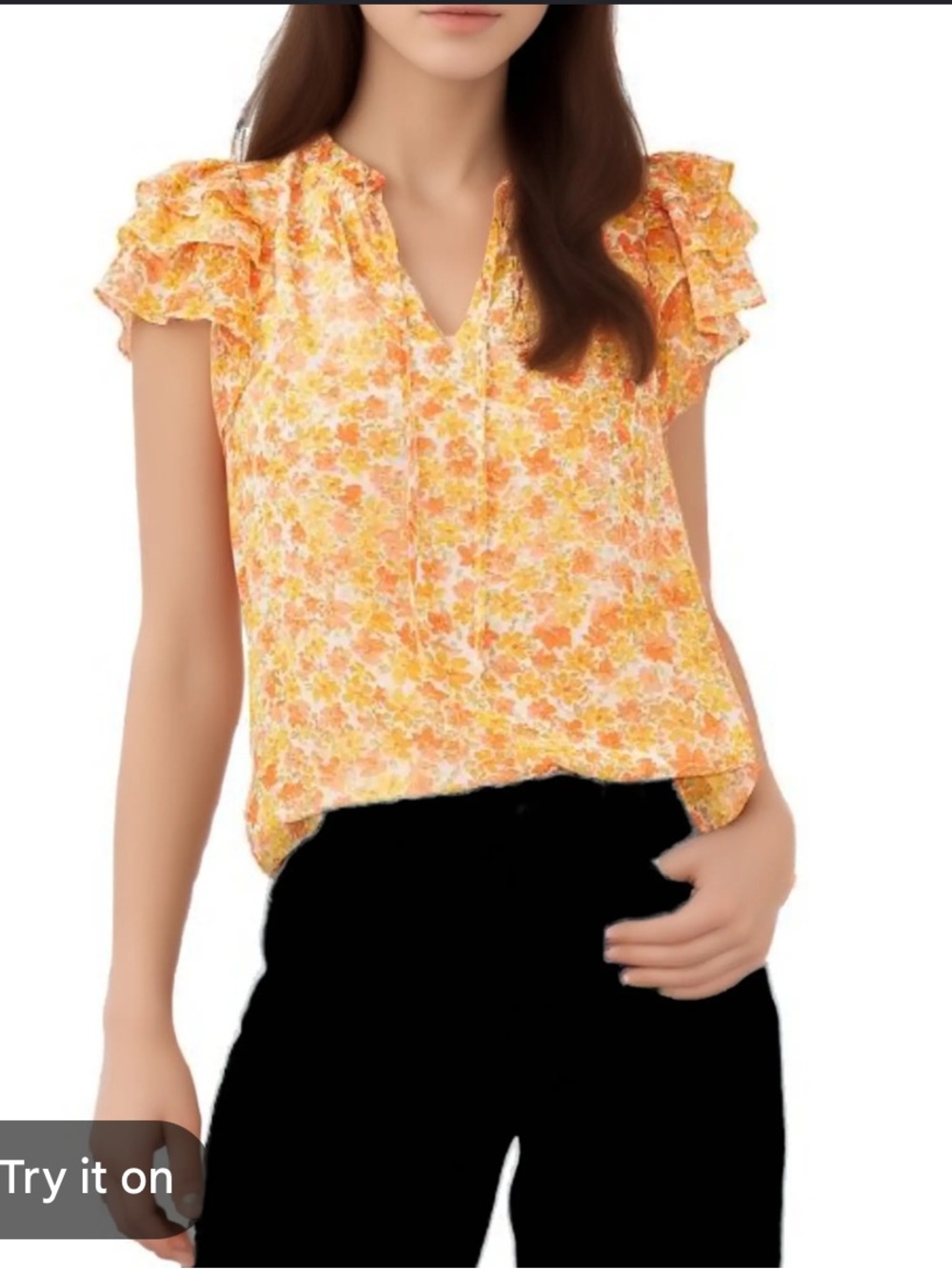 NWT 1.State Sz XXL Womens Gold Cornsilk Floral Flutter Sleeve Blouse Top Ret $79
